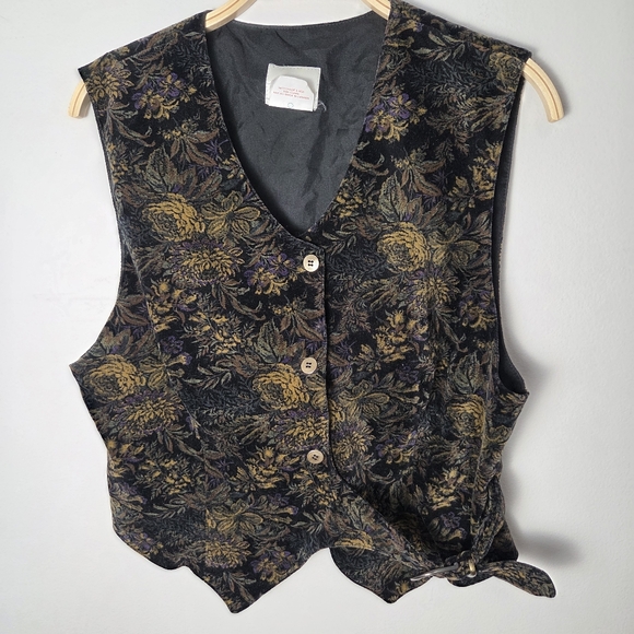 Vintage Relance Black and Gold Floral Cotton Vest - Picture 7 of 9